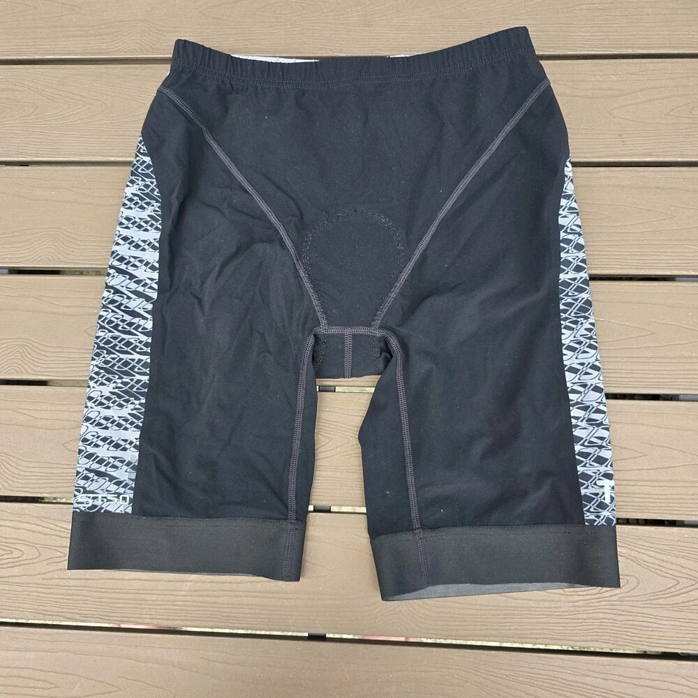 TYR Mens 9" Competitor Tri Triathlon Padded Shorts Black/Grey Size: L New No Tag